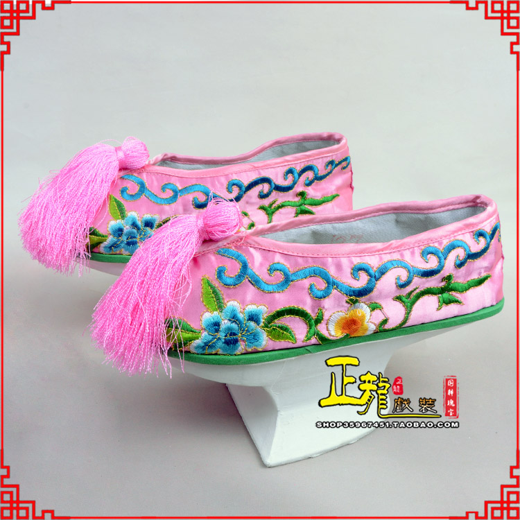 紫金京越剧戏鞋花盆底清朝皇后贵妃宫女花盆底 旗鞋