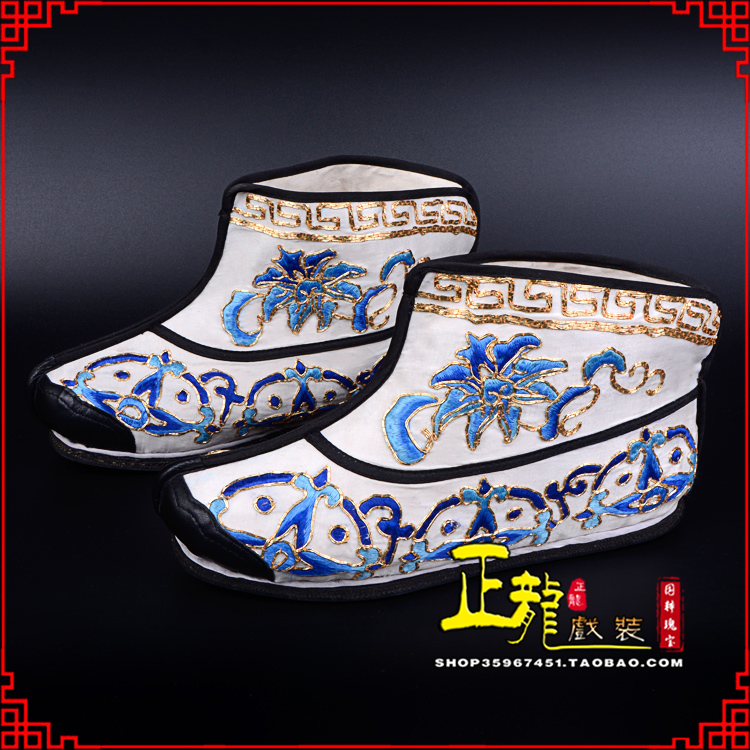 紫金三岔口武生薄底 手绣绣花快靴